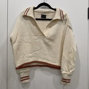 Cream boat neck knit sweater